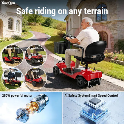 Foldable Mobility Scooter for Seniors, 300 lbs Cap., 300W Motor, Quick-Assembly, Rotating Seat