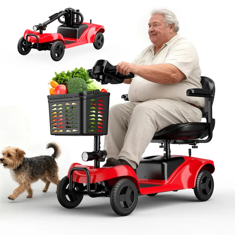 Foldable Mobility Scooter for Seniors, 300 lbs Cap., 300W Motor, Quick-Assembly, Rotating Seat