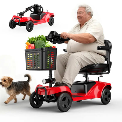 Foldable Mobility Scooter for Seniors, 300 lbs Cap., 300W Motor, Quick-Assembly, Rotating Seat