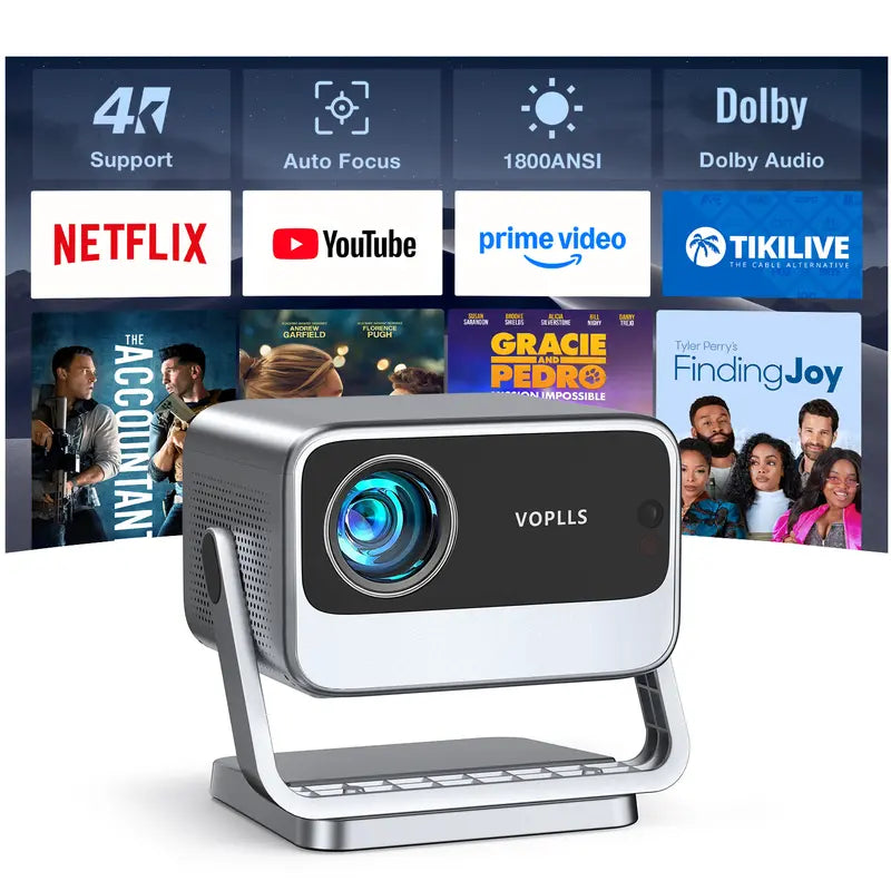 Netflix Certified Native 1080P Smart LCD Projector – 600 ANSI Lumens with Dual Auto Focus, Auto Keystone, WiFi 6, Bluetooth 5.0 & Dolby Audio