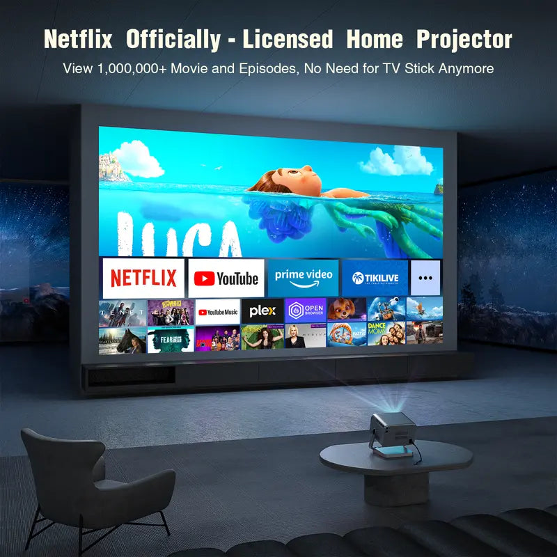 Netflix Certified Native 1080P Smart LCD Projector – 600 ANSI Lumens with Dual Auto Focus, Auto Keystone, WiFi 6, Bluetooth 5.0 & Dolby Audio