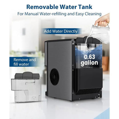 Nugget Ice Maker Countertop, 44lbsDay Pebble Ice Machine with 3.3lbs Storage, 15 Mins Quick Freeze, Self-Cleaning Chewable Sonic Ice Maker for Home Bar, Cocktails & Iced Coffee