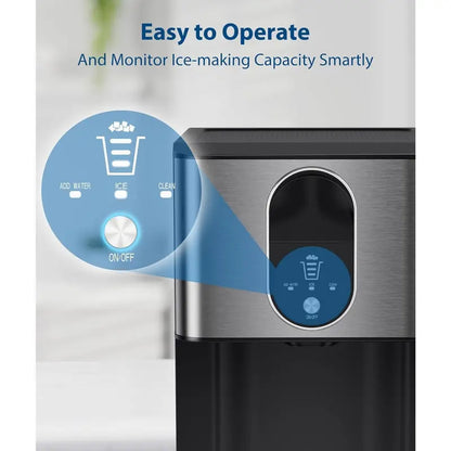 Nugget Ice Maker Countertop, 44lbsDay Pebble Ice Machine with 3.3lbs Storage, 15 Mins Quick Freeze, Self-Cleaning Chewable Sonic Ice Maker for Home Bar, Cocktails & Iced Coffee
