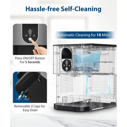 Nugget Ice Maker Countertop, 44lbsDay Pebble Ice Machine with 3.3lbs Storage, 15 Mins Quick Freeze, Self-Cleaning Chewable Sonic Ice Maker for Home Bar, Cocktails & Iced Coffee