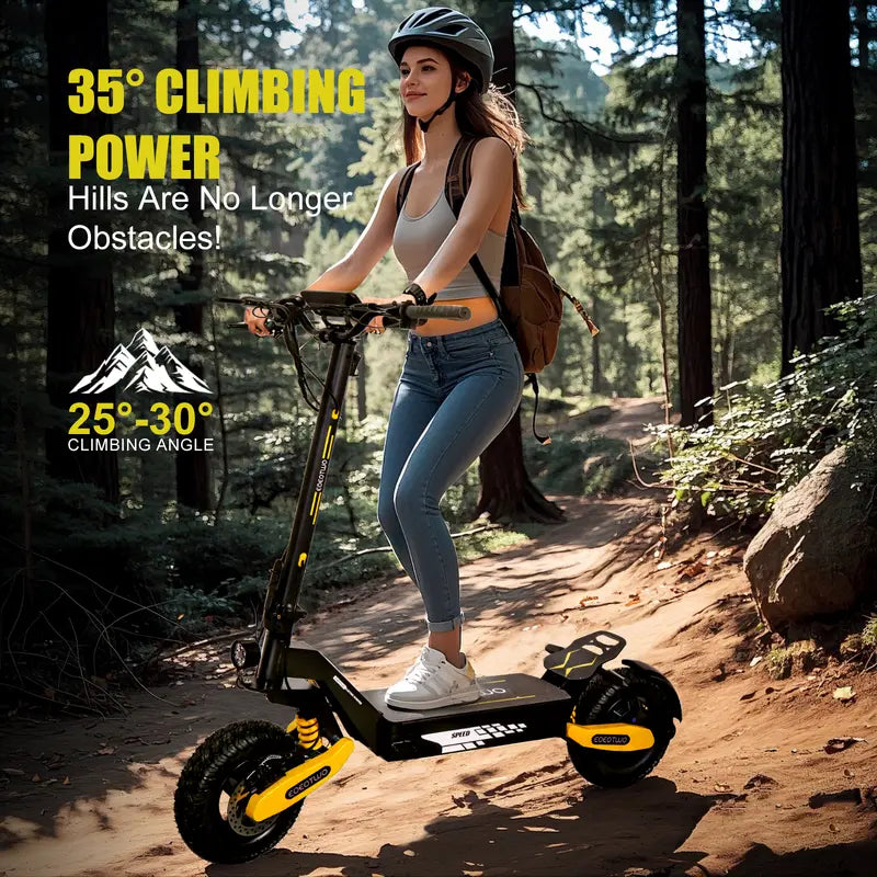 Off-Road Electric Scooter for Adults - 1200W Motor, 30 MPH Top Speed, 25-40 Miles Long Range, 11 Off-Road Tires, Foldable Commuter E-Scooter with C-Shape Front & Rear Suspension