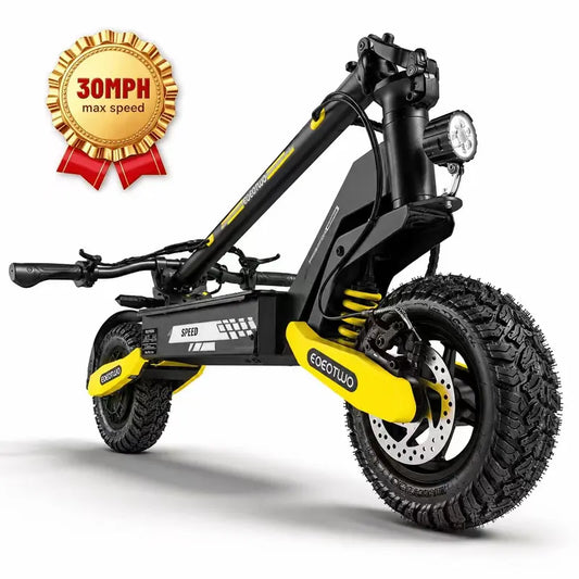 Off-Road Electric Scooter for Adults - 1200W Motor, 30 MPH Top Speed, 25-40 Miles Long Range, 11 Off-Road Tires, Foldable Commuter E-Scooter with C-Shape Front & Rear Suspension