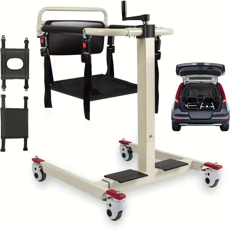 Patient Lift Transfer Chair - Portable Medical Transfer Aid for Elderly and Disabled, Multifunctional Assistive Device for Home Care, Bed, Bathroom, and Car Travel