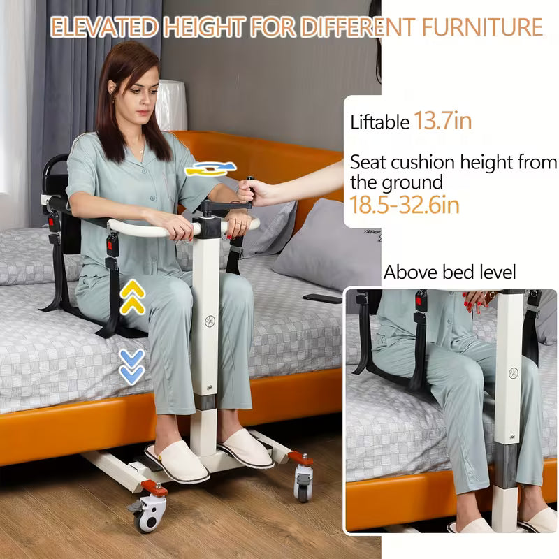 Patient Lift Transfer Chair - Portable Medical Transfer Aid for Elderly and Disabled, Multifunctional Assistive Device for Home Care, Bed, Bathroom, and Car Travel