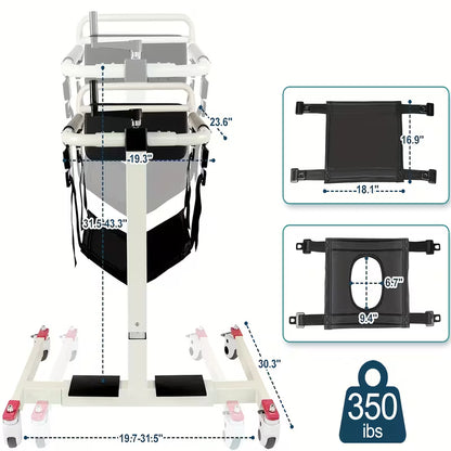 Patient Lift Transfer Chair - Portable Medical Transfer Aid for Elderly and Disabled, Multifunctional Assistive Device for Home Care, Bed, Bathroom, and Car Travel