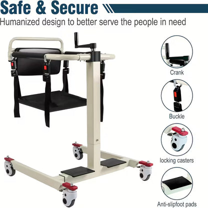 Patient Lift Transfer Chair - Portable Medical Transfer Aid for Elderly and Disabled, Multifunctional Assistive Device for Home Care, Bed, Bathroom, and Car Travel