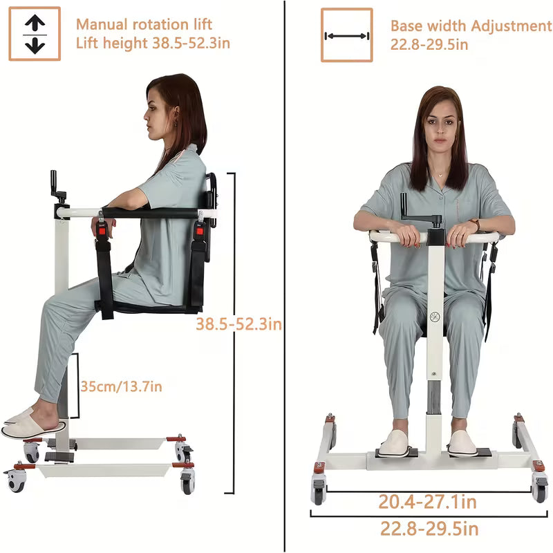 Patient Lift Transfer Chair - Portable Medical Transfer Aid for Elderly and Disabled, Multifunctional Assistive Device for Home Care, Bed, Bathroom, and Car Travel