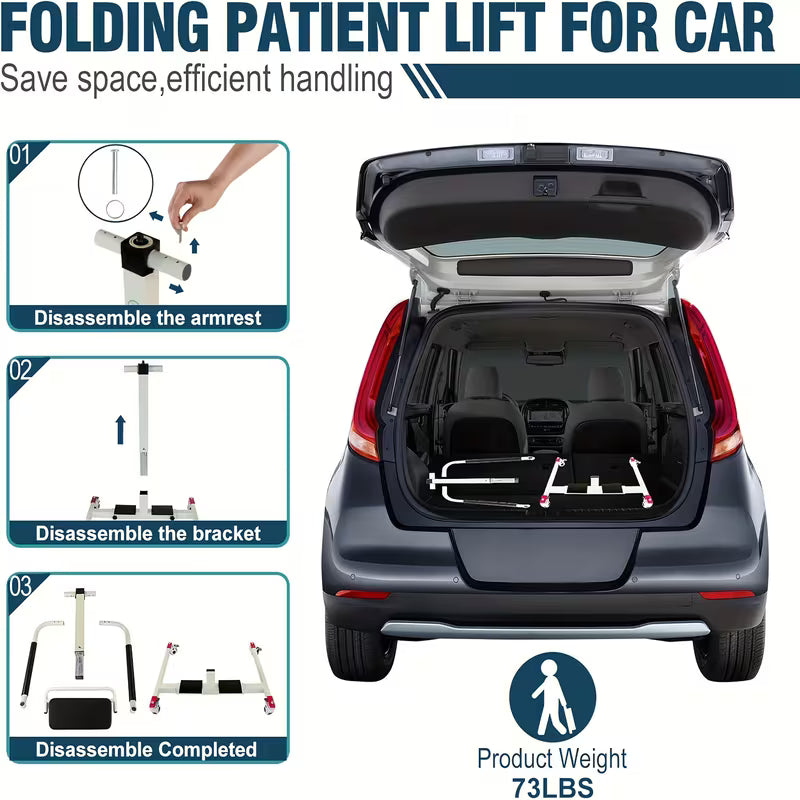 Patient Lift Transfer Chair - Portable Medical Transfer Aid for Elderly and Disabled, Multifunctional Assistive Device for Home Care, Bed, Bathroom, and Car Travel