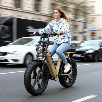 R7 Moped-Style Electric Bike for Adults, 1500W Peak Motor & 90 Nm Torque E-Bike, 48V 15Ah Battery, Fat Tires, Hydraulic Disc Brakes, Bluetooth App, Commuter Power