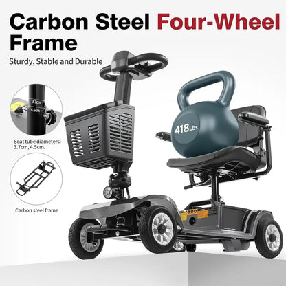 4-Wheel Motorized Stability Mobility Scooter for Adults - 418 lbs Capacity