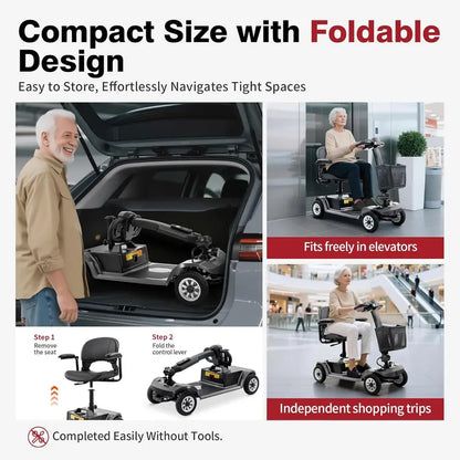 4-Wheel Motorized Stability Mobility Scooter for Adults - 418 lbs Capacity
