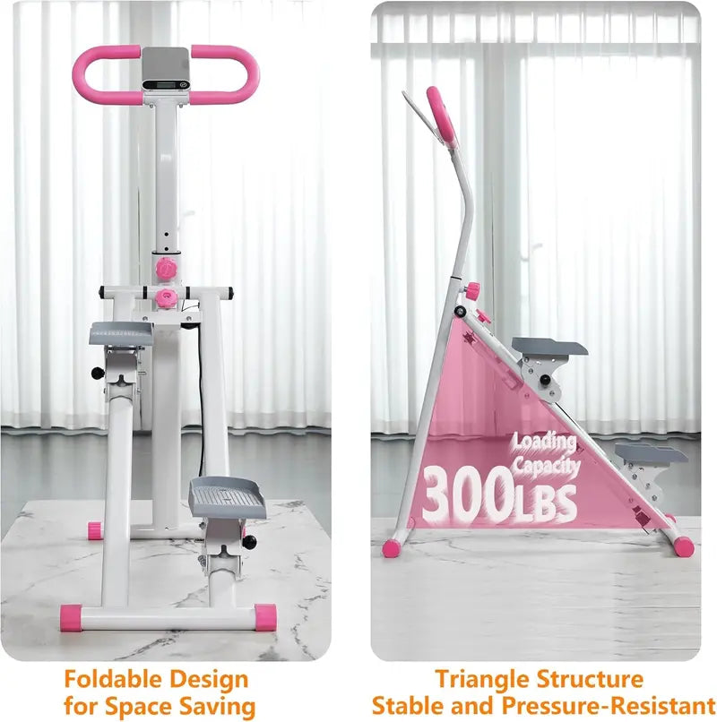 Stair Stepper with Handlebar for Home Exercise - 300 LBS Capacity Compact Stair Climber, Full-Body Cardio Workout Machine, Portable Fitness Equipment