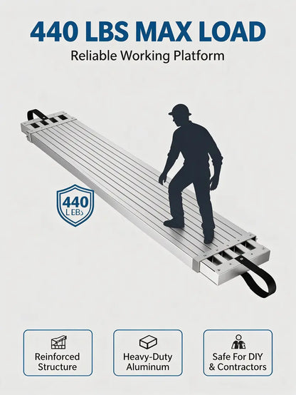 Telescoping Aluminum Scaffold Plank, [8 - 13 FT] Adjustable Walk Board with 440 lbs Capacity, Non-Slip Heavy Duty Work Platform for Painting, Drywall & Home Renovation