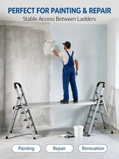 Telescoping Aluminum Scaffold Plank, [8 - 13 FT] Adjustable Walk Board with 440 lbs Capacity, Non-Slip Heavy Duty Work Platform for Painting, Drywall & Home Renovation