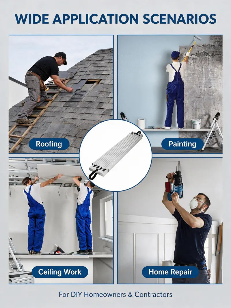 Telescoping Aluminum Scaffold Plank, [8 - 13 FT] Adjustable Walk Board with 440 lbs Capacity, Non-Slip Heavy Duty Work Platform for Painting, Drywall & Home Renovation