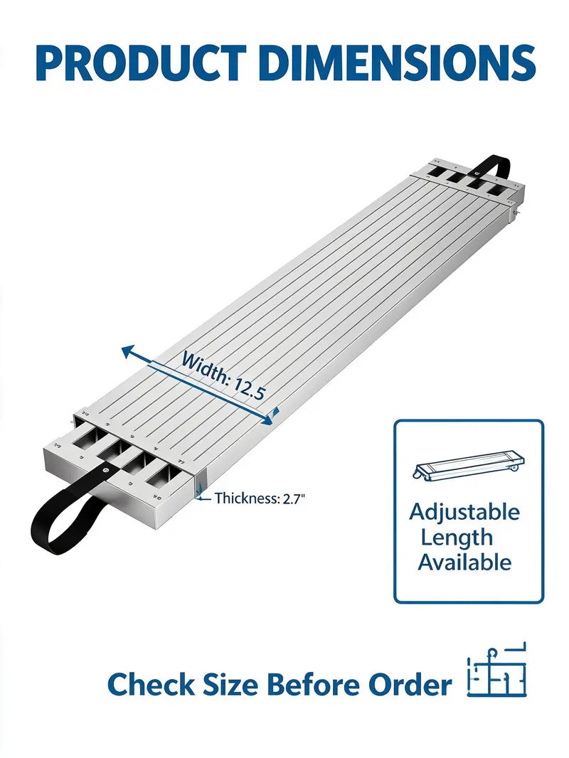 Telescoping Aluminum Scaffold Plank, [8 - 13 FT] Adjustable Walk Board with 440 lbs Capacity, Non-Slip Heavy Duty Work Platform for Painting, Drywall & Home Renovation