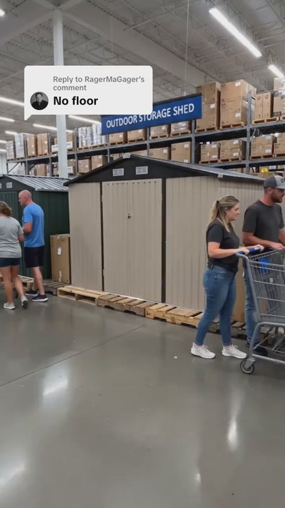 8x6 FT Metal Outdoor Storage Shed, Heavy-Duty Galvanized Steel Tool Shed with Sloped Roof, Air Vents & Lockable Double Doors for Backyard, Lawn Mower, Bike (Brown)
