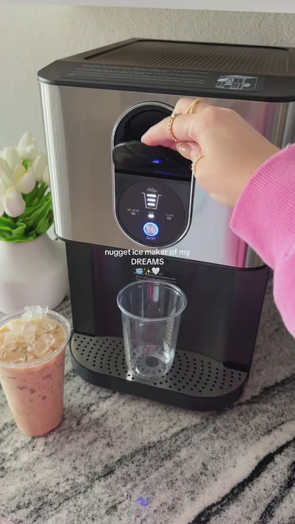 Nugget Ice Maker Countertop, 44lbsDay Pebble Ice Machine with 3.3lbs Storage, 15 Mins Quick Freeze, Self-Cleaning Chewable Sonic Ice Maker for Home Bar, Cocktails & Iced Coffee