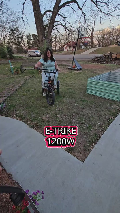 Foldable Electric Tricycle for Seniors & Adults, Low Step-Thru 3-Wheel E-Bike with 1200W Peak Motor, 624Wh Battery, 18"x3.0 Fat Tires, Rear Differential, Pedal-Assist & Throttle