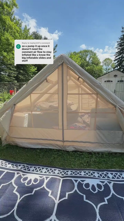 4-6 Person Inflatable Camping Tent - Large Oxford Fabric Instant Cabin Tent with Skylight, Stove Jack, Breathable Mesh & Quick Setup Glamping Shelter