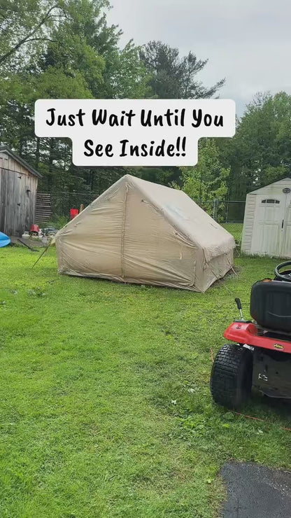 4-6 Person Inflatable Camping Tent - Large Oxford Fabric Instant Cabin Tent with Skylight, Stove Jack, Breathable Mesh & Quick Setup Glamping Shelter