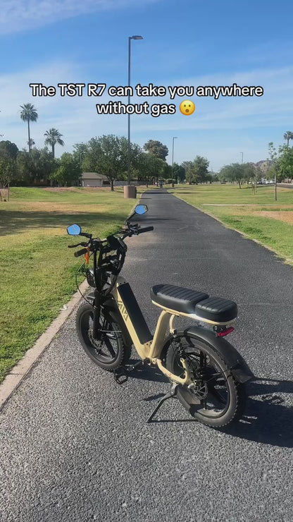 R7 Moped-Style Electric Bike for Adults, 1500W Peak Motor & 90 Nm Torque E-Bike, 48V 15Ah Battery, Fat Tires, Hydraulic Disc Brakes, Bluetooth App, Commuter Power