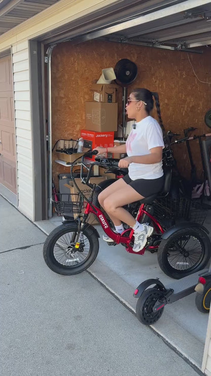 Foldable Electric Tricycle for Seniors & Adults, Low Step-Thru 3-Wheel E-Bike with 1200W Peak Motor, 624Wh Battery, 18"x3.0 Fat Tires, Rear Differential, Pedal-Assist & Throttle